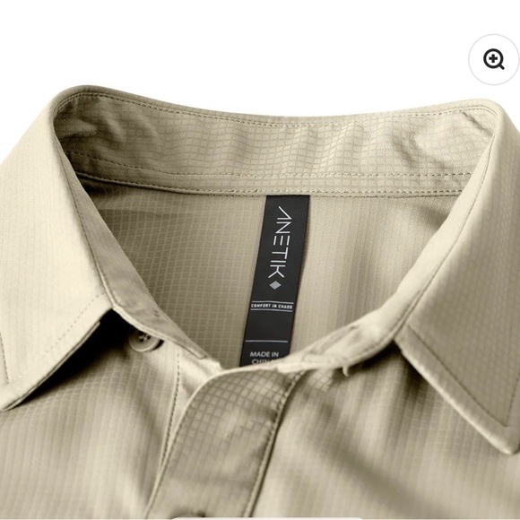 ANETIK Technician Sun Protect Button up khaki mens medium $100 - Picture 3 of 12